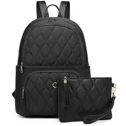 Miss Lulu Tagesrucksack Rucksack Damen Casual Daypacks Nylon Rucksacke (2-tlg) schwarz