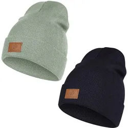 LuxusKollektion Beanie Beanie Herren Damen Strickmütze Einheitsgröße Schwarz+ Hellgrau grün
