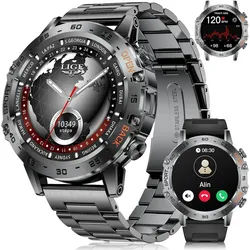 Lige ‎ FV10-A Smartwatch (3,6 cm, Android iOS), Elegante Smartwatch für Herren mit Edelstahlgehäuse und AMOLED Display schwarz