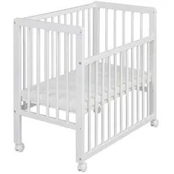 My Baby Lou Beistellbett , Weiß , Holz , Wildkernbuche , Hartholz , 48x83x85 cm , Made in Eu , Sprossen im Normabstand, zum Gitterbett umbaubar, Reißverschluss, Bezug waschbar, höhenverstellbar, sehr stabil , Holzmöbel, Holzbetten, Gitterbetten Holz