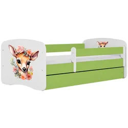 Raumhirsch Furniture Kinderbett Bambi mit Schublade 140/70 80/61/144 , Grün , Holzwerkstoff , Rechteckig , 70x140 cm , FSC 100% , Babymöbel & Kindermöbel, Kinderzimmer & Jugendzimmer, Kinderbetten