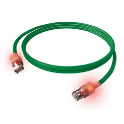 EasyLan DualBoot LED Patchkabel RJ45 S/FTP Cat.6A (Class EA), mit saCon Stecker, LSOH, grün, 0,5 m