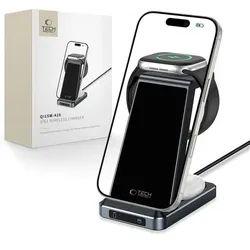 QI15W-A26 Inductive Charger 15W 3in1 for Smartphone / Headphones / Apple Watch - Black