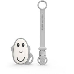 Matchstick Monkey Geschenkset Schnullerclip & flacher Beißring 1 St grau
