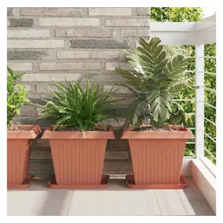 vidaXL Blumentopf, Quadratischer Blumentopf 24 pcs Ziegelrot 43 x 43 x 33,5 cm rot