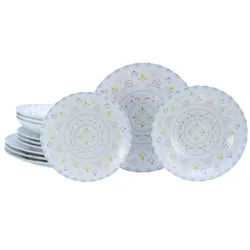 CreaTable Primavera Pastell Tellerset 12-tlg Steinzeug