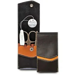 nippes Solingen Maniküre-Etui Maniküre Set SEAM, mit Rindleder-Etui, Instrumente aus Edelstahl, 3 tlg., rostfreie Instrumente braun|schwarz