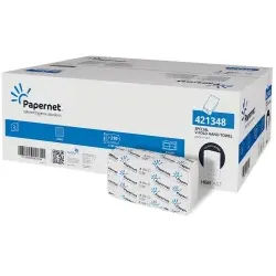 Papernet V-Falz Handtuchpapier, 2-lagig, EU-Ecolabel, WAVE, Effizientes weißes V-Falz Handtuchpapier für saubere Hygiene, 1 Packung = 15 x 210 Blatt = 3150 Papiertücher