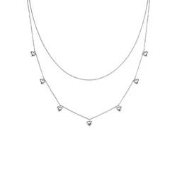 Hey Happiness Collier Layer Herzkette mit Charms, mehrreihig, Mehrsträngige Kette mit Herz Anhängern, aus Edelstahl silberfarben