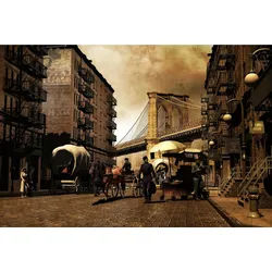 Papermoon Fototapete VLIES-Tapete Premium "Altes New York", Kleister KOSTENLOS, reduziert, 3D-Effekt, restlos trocken abziehbar, (3428), Wandtapete Bild Dekoration Wand-Dekor Motiv Tapete Poster 2 m x 1.49 m