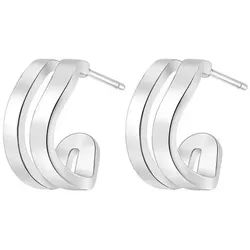Hey Happiness Paar Ohrstecker Wellen, geschwungene Edelstahl Ohrringe Damen, Offene Hoop Ohrringe mit fließender Form, für minimalistische Looks silberfarben