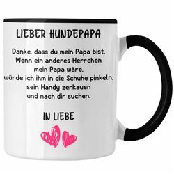 Trendation Tasse Trendation - Hunde Papa Geschenk Tasse mit Spruch für Hundepapa schwarz