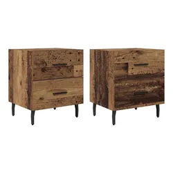 vidaXL Nachttisch 40 x 35 x 47,5 cm Nachttisch 2 pcs Altholz 40x35x47,5 cm Spanplatte braun