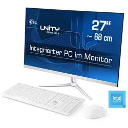 CSL Unity F27-ALS N200 Windows 11 All-in-One PC (27 Zoll, Intel N200, Intel UHD Graphics, 1× HDMI 2.0, 8 GB RAM, 256 GB SSD, passiver CPU-Kühler) weiß 8 GB | 256 GB
