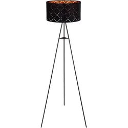 Steh Lampe Ess Zimmer Beistell Lese Stativ Leuchte Textil Schirm SCHWARZ-GOLD Globo 15334S