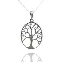 NAHLE Kette mit Anhänger Silberkette Lebensbaum Kette Baum des Lebens Kette (2-tlg., inklusive Schmuckbox), handgefertigter 925 Silber Anhänger silberfarben 50cm