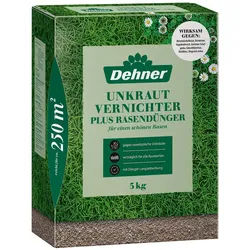 Dehner Rasendünger Unkrautvernichter plus Rasendünger, 5kg oder 8kg, 250 m2, Langzeitwirkung bis zu 3 Monate