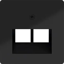 Hager WAF2108BG Zentralstück für UAE Steckd. 2-fach, 50x50 mm, A.x/C.x, nachtschwarz glänzend