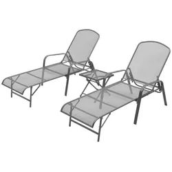 vidaXL Gartenliege Sonnenliegen 2 Stk. mit Tisch Stahl Anthrazit