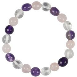 Armband, Amethyst, Bergkristall, Rosenquarz, 09-10mm Nuggets