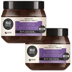 Hello Nature Haarmaske Acai Beere Haarkur Haar Repair Regeneration Intensivpflege Bio Vegan, 2-tlg., Haarmaske, Haarkur, Pflege, Hello Nature