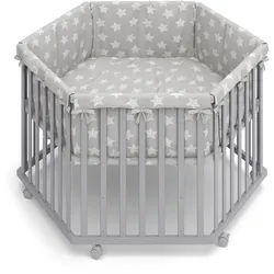 VitaliSpa Laufgitter Estrella Grau 128 x 110 cm 6 Ecken , Holz , Rechteckig , 128x70x110 cm , Babymöbel & Kindermöbel, Babyzimmer, Laufgitter