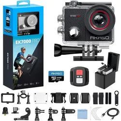 Akaso EK7000 Pro Action Cam (4K Ultra HD, WLAN 2.4 GHz, 4K 20MP WiFi Wasserdicht bis 40m,Touchscreen, EIS 2.0) schwarz