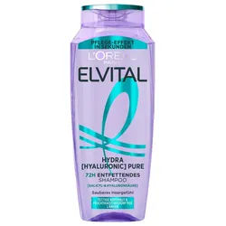 L'ORÉAL PARIS Haarshampoo L'Oréal Paris Elvital Hydra [Hyaluronic] Pure Shampoo, Packung, 6-tlg., Reinigt fettige Kopfhaut, spendet bis zu 72h Feuchtigkeit für Längen.