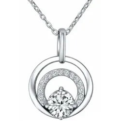 Limana Kette mit Anhänger Silberkette Damen 925 rhodiniert runder Anhänger mit Zirkonia (Schmuck Silberschmuck Echtschmuck inkl. Dose), Geschenk für Freundin Frauen Geburtstag Mutter Muttertag Weihnachten silberfarben