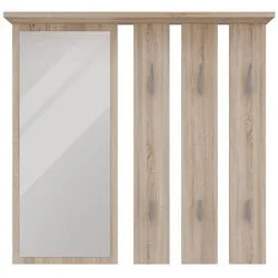 Raumhirsch Furniture Wandgarderobe mit Spiegel, Garderoben-Set, Flurgarderobe (Maße 85 x 15 x 82 cm, 6 Haken), verschiedene Farbvarianten, Hochwertig & stabil