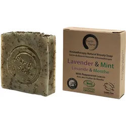 Feste Bio-Seife 100g - Handgemacht, Palmölfrei, Vegan - Lavendel & Minze Duft - 72% kaltgepresste Bio-Öle - Natürliche Hautpflege & Duschroutine