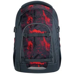 coocazoo Schulranzen Schulrucksack MATE Broken Black (1 Stück), ergonomisch, Körpergröße: 135 - 180 cm, Easy-Grow-System rot