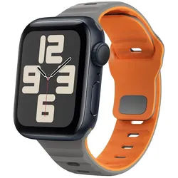 Wigento Smartwatch-Armband Für Apple Watch SE 2023 40mm Silikon Wellenstruktur Armband Grau, Silikonarmband mit umgekehrter Schnalle grau