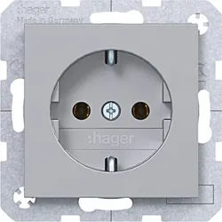 Hager WAS1300TA Schutzkontaktsteckdose mit Schraubliftklemmen, A.x/C.x, titan matt
