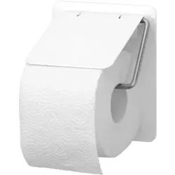 SanTRAL® TRU 1 Toilettenpapierspender, Manueller Einzelrollen WC-Papierspender aus Edelstahl, Edelstahl, pulverbeschichtet, weiß, max. Ø 120 mm, P