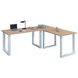 Mid.you Eckschreibtisch , Weiß, Sonoma Eiche , Holzwerkstoff , rechteckig , X-Form , 50x76x190 cm , in verschiedenen Holz-Dekoren erhältlich , Büromöbel, Schreibtische, Eckschreibtische