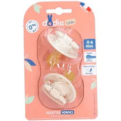 Dodie Runde Schnuller Naturkautschuk Nature Beige 0-6 Monate