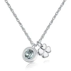 s'agapo Kette mit Einhänger Steel necklace with crystal and four-leaf clover Lucky Light SKT02