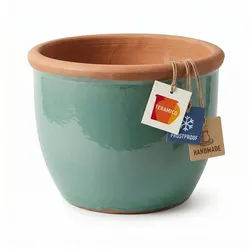 Teramico Blumentopf Pflanztopf Keramik FARMER Hellgrün – Ø 19 x 16 cm (1 St), Frostfest, UV-Fest grün