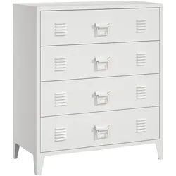 [en.casa] Metallschrank Hämeenlinna , Weiß , Metall , 4 Schubladen , Rechteckig , 80x92x40 cm , Büromöbel, Büroschränke, Aktenschränke