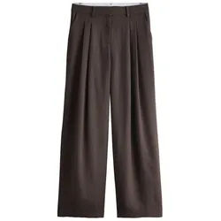 Next Anzughose Hose mit weitem Bein in Knitteroptik, Petite (1-tlg) braun 22 (GB: 16 Petite)