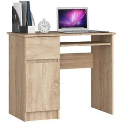 Akord Schreibtisch Sonoma-Eiche 90x50x77 cm , Sonoma Eiche , Holzwerkstoff , Nachbildung , Holz Optik , 3 Fächer , 1 Schubladen , Rechteckig,Rechteckig , 90x77x50 cm , Büromöbel, Schreibtische, Computertische