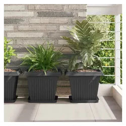 vidaXL Blumentopf, Quadratischer Blumentopf 24 pcs Schwarz 43 x 43 x 33,5 cm schwarz