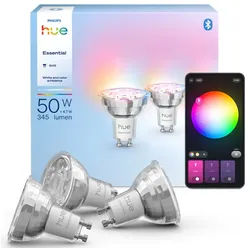 Philips Hue LED-Leuchtmittel Essential White & Color Ambiance smarte Lampe, GU10, 3 St., Farbwechsler, 3er Set, dimmbar, RGB, warmweiß - kaltweiß, 806 Lumen, 2200 - 6500 K weiß