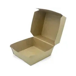 Verive Burgerbox, quadratisch, braun, 11 x 11 x 8 cm, Umweltfreundliche Hamburgerbox aus Kraftpapier, 1 Karton = 4 Packungen à 50 Stück