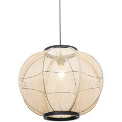Qazqa Pendelleuchte Rob, Dimmbar, LED wechselbar, Extra-Warmweiß, QAZQA Hängeleuchte, e27, Braun, Textil, Orientalisch braun