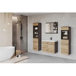 Badmöbel-Set 5-tlg. Madrit mit LED ca. 120 cm Kastanieneiche
