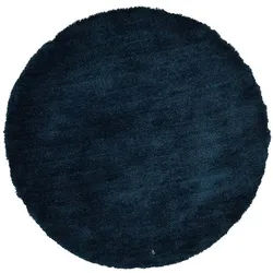 Hochflor-Teppich TOM TAILOR HOME "Shaggy Teppich Cozy", blau (petrol), H:25mm Ø:100cm, Polyester, Teppiche, Uni Farben, auch in Pastell Farben, weich & kuschelig