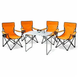 Mojawo Essgruppe 5-teiliges Campingmöbel Set orange Tisch+Campingstühle mit Tasche