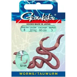Gamakatsu Wurmhaken, Gamakatsu BKD-5213R WORM Braided Gr. 2 Vorfach geflochten